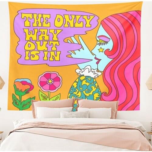 Retro Tapestry Trippy Witchcraft Hippie Tapestry Boho Decor Wall Hanging Tapestry Listen To Vinly Girls Dorm Room Decor Print