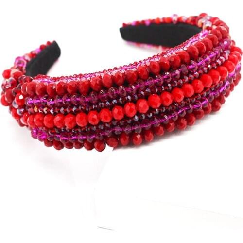 Handmade Crystal Sewing headband Baroque fashion temperament headpiece hand-stitched crystal hair hoop Full gems Hair accessorie