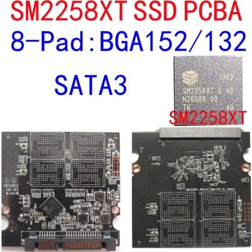 SM2258XT 8-PAD SSD PCBA, DIY SSD PCBA, BGA152/BGA132 SATA3