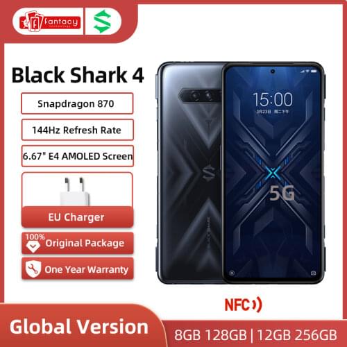 NEW 2021 Black Shark 4 5G Global Version Smartphones Snapdragon 870 8GB 128GB 144Hz AMOLED Display