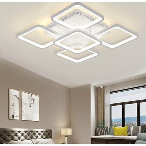 Modern LED Ceiling Light For Living Room Dining Kitchen Bedroom Home Black Rectangle Lamps Lighting Fixtures Creative Chandelier