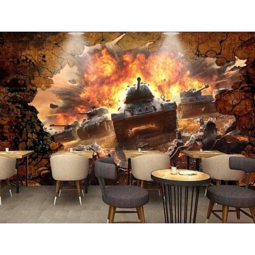 Stereoscopic 3D Wallpaper Mural Battlefield tanks Wallpaper For Walls 3 D Living room Photo Wallpaper Tooling background wall