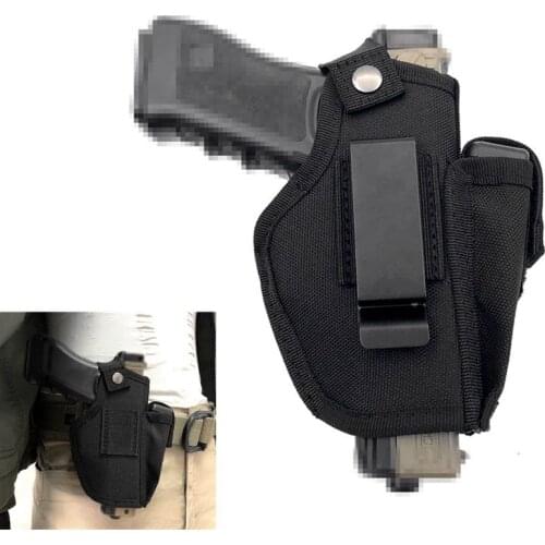 Tactical Waist Gun Holster with Magazine Concealed Right & Left hand side Pistol Hand Gun Holder Pouch Nylon Holster Belt Carry