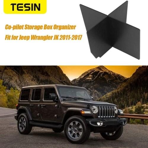 TESIN Stowing Tidying For Jeep Wrangler JK 2011-2017 ABS Car Copilot Storage Box Divider Kit Accessories For Jeep Wrangler JK