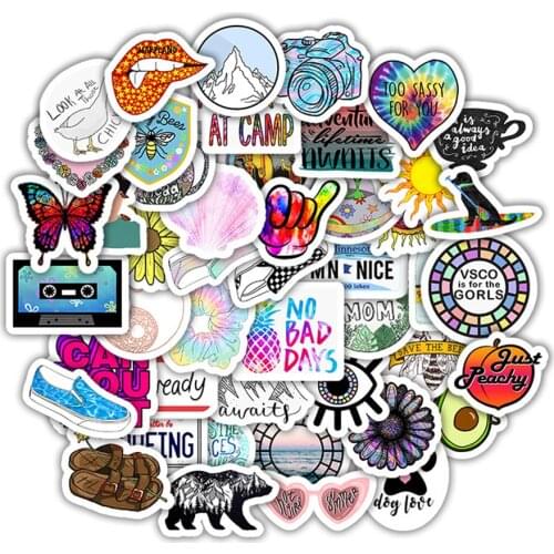50pcs INS Style Cartoon Anime Vinyl Stickers DIY Decor To Laptop Skin Refrigerator Luggage Decal For Macbook/Asus/Xiaomi/HP/PS4
