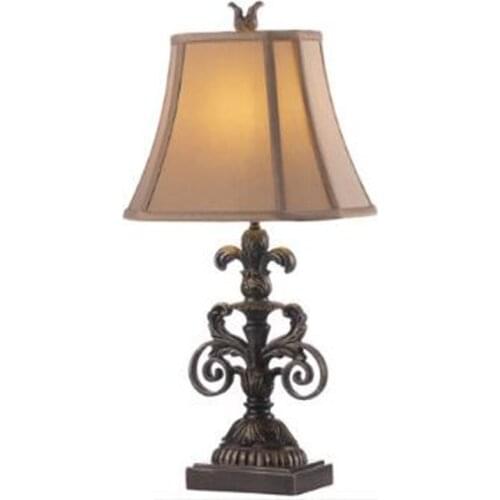 Vintage Rural Country Resin Fabric E27 Table Lamp for Living Room Bedroom Bedside Reading Lighting H 62cm 1535