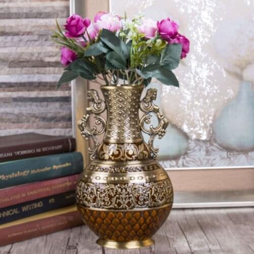 Size S Height 25cm Vintage Home Decor Antique Flower Carved Metal Vase Luxury Tabletop Art Craft Decoration Home NJ72605
