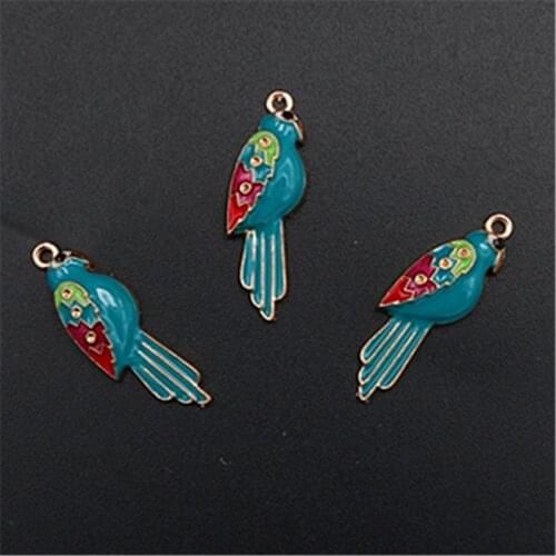 WKOUD 8pcs Harajuku bird light blue enamel charm alloy pendants for earrings necklace brooch DIY charm jewelry making A348