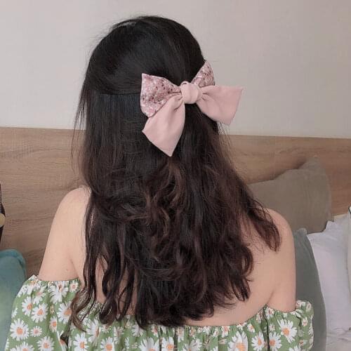2020 New JK Korean Version Of The Net Red Ins Hairpin Youth Simple Lattice Bow Hairpin Spring Clip Hair Accessories