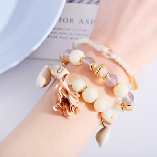 3pcs/Lot Flower Shell Charm Bracelets For Women’s Accessories Beaded Bracelets And Bangles Rose Avatar Personality Pulseras Gift