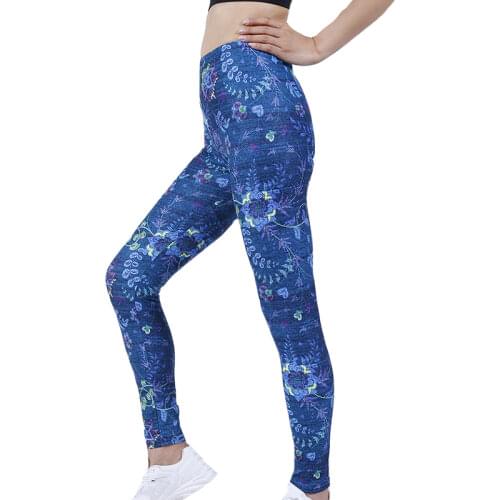LJCUIYAO Women Elastic High Waist Yoga Pants Push Up Running Jogging Sports Athletic Tight Hip Retro Floral Knitted Leggings