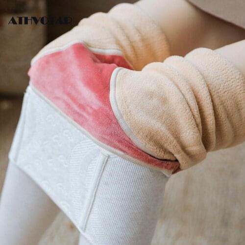 ATHVOTAR High Waist Leggings Women Push Up Plus Velvet Thick Leggings Comfortable Autumn Winter Slim Warm Legging Fleece