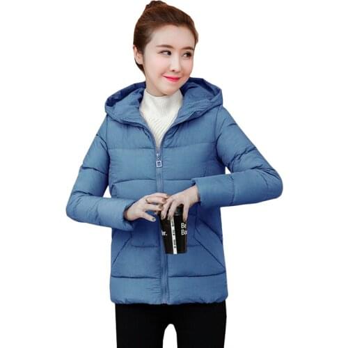 Winter Hooded Coat Korean Fashion Slim Warm Down Cotton Womens Outerwear Solid Casual Female Jackets Short Tops Plus size 4XL
