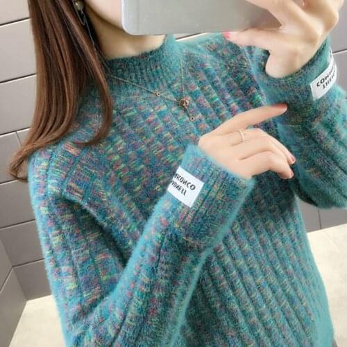 Winter Womens Turtleneck Sweater Pullover New Warm Imitation Mink Velvet Sweater Plus Size Knitted Bottoming Shirt Female Tops