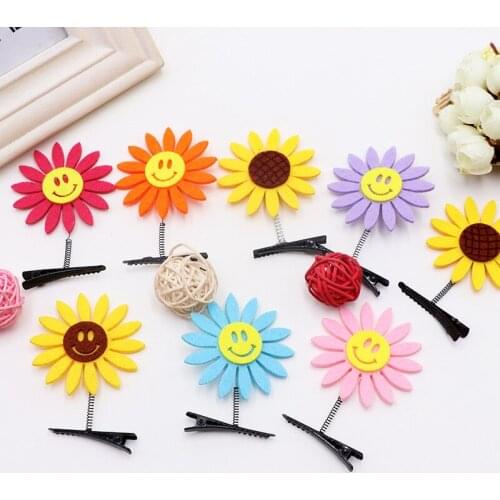 10pcs/Lot Summer New Girls Hair Accessories Baby sunflower Hairpins Princess Barrettes Ornaments Children Cute Hair Clips
