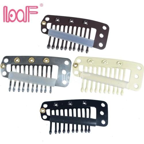 LOOF Wigs hair clips 100pcs 36mm 10 teeth Snap Clips with silicone back for Extension hair accessories 3 Colors Available