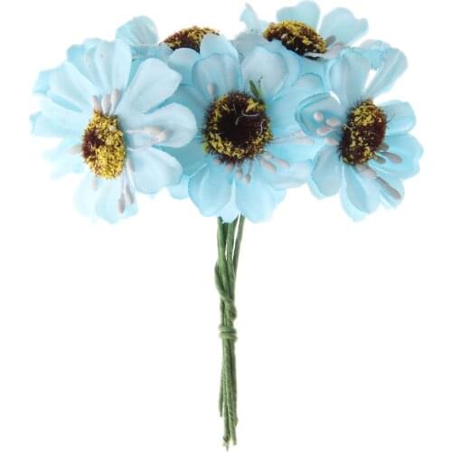 12 Bundle(72pcs) Artificial Mini Artificial Flower Bouquet Multicolor Wedding Flower Decoration Scrapbooking Fake Rose Flower