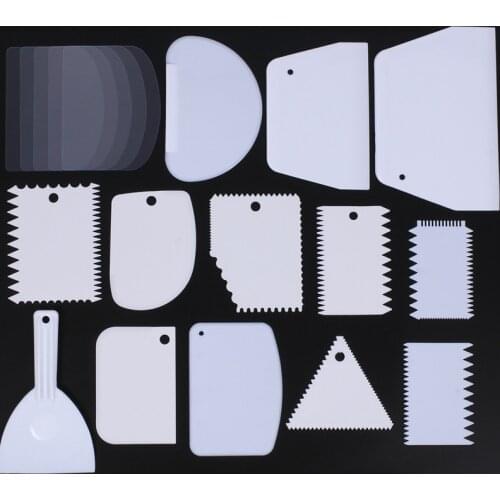 18pcs Cake Cream Plastic Scraper Scraping Scratch Sawtooth Scraper Plastic Tooth Scraper DIY Baking Dessert Mold Kitchen Tools