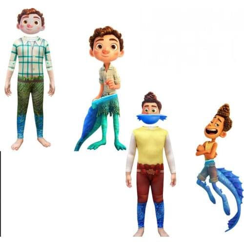2021 Funny Kids Cosplay Fish monster Boys luca Halloween Costume Bodysuit Fancy Set Children Carnival Party Performance Costume