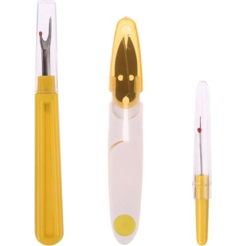 3pcs/set Sewing Seam Rippers Crafting Threads with Yarn Cutter Scissor for Removing Hems Seams Accessories Tools-S001