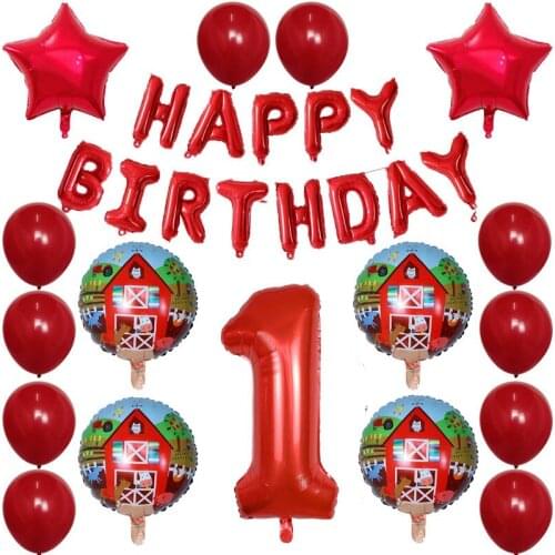 30Pcs/Lot Cartoon Farm Paradise Party Foil Helium Balloon Party Supplies Decoration Pasture Number Letter Balloons Kids Toys