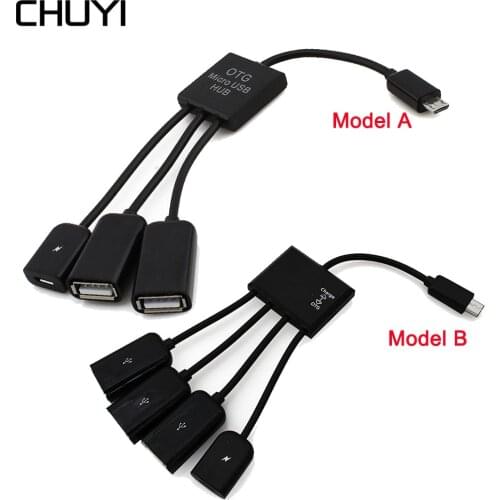 4 Ports USB 2.0 Hub Portable 4 in 1 Micro USB Host OTG Cable Charging Hub Cord Adapter Splitter for Android Smartphone Tablet