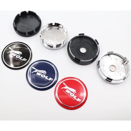 4pcs 56mm or 60mm WOLF Car Logo Wheel Center Cap Rim Badge Covers Decal Auto Refit Creative Decoration Emblem Sticker