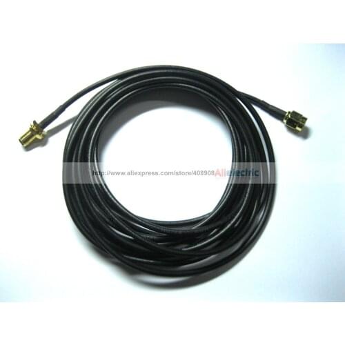 5 Pcs 3M Antenna RP SMA Coaxial Cable for WiFi Router Black 300cm