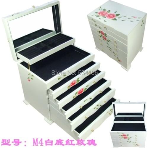 6 layer large wooden jewelry box vintage drawer gift box storage box Best Gift for Lover case