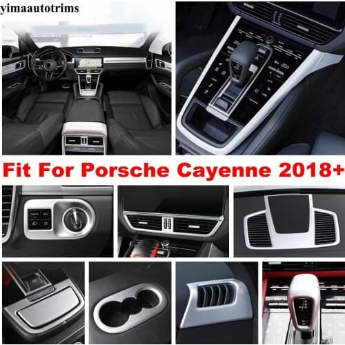 ABS Matte Interior Dashboard Air AC Vent Water Cup Head Light Lamp Button Cover Trim Accessories For Porsche Cayenne 2018 - 2021