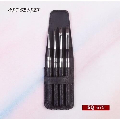 Artsecret SQ675 free shipping 4PC/Set squirrel hair aluminum ferrule cap watercolor art paint brush set with PU pouch