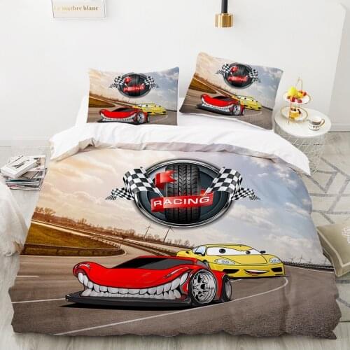 Car Cartoon Kids Bedding set for children baby girls Duvet cover set pillow case Bed linens Quilt cover 240x220 140x200 racing