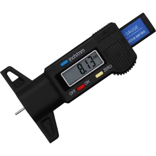 Black High Precision Digital LCD Tire Depth Gauge Tire Caliper 0-25.4mm Measure Tool For Tyre Profile Depth Measurement