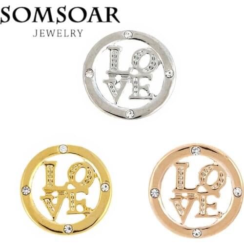 Somsoar Jewelry Love Charm with CZ Crystal fit Leather wrappable Bracelet 10pcs/lot