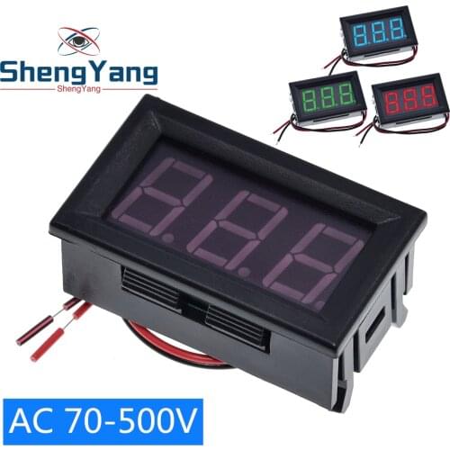 AC 70-500V 0.56" LED Digital Voltmeter Voltage Meter Volt Instrument Tool 2 Wires Red Green Blue Display 110V 220V DIY 0.56 Inch