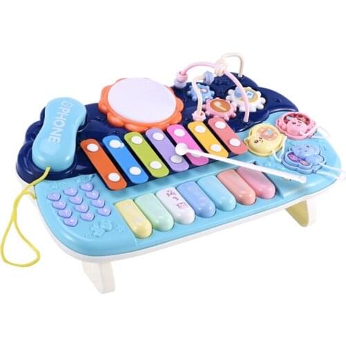 Baby Musical Toys-Multifunction Toys Kids Drum Set With Phone Bead Maze Gear Xylophone Piano Electronic Learning Toys