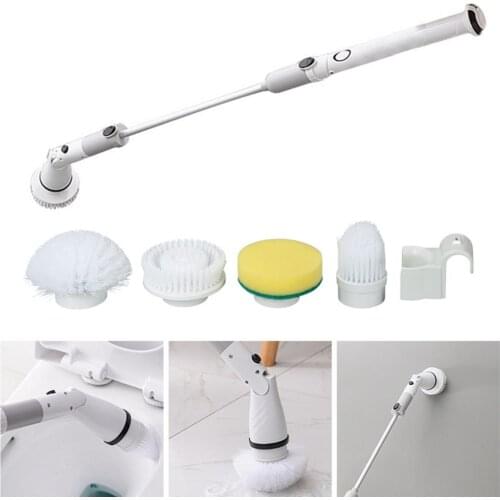 Electric Spin Scrubber Turbo Scrub Cleaning Brush Cordless Chargeable Bathroom Cleaner with Extension Handle Adaptive Brush Tube