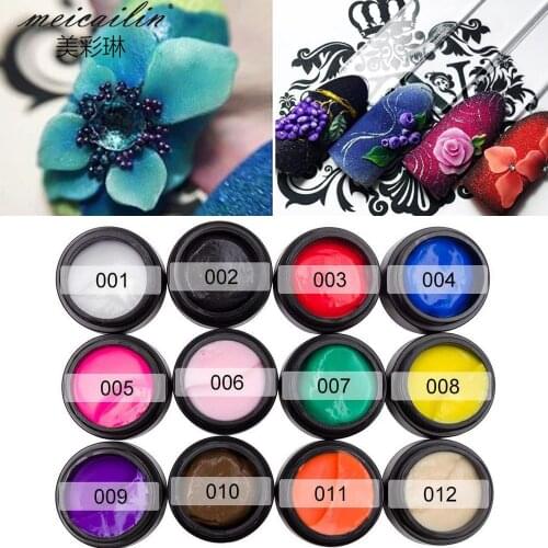 12pcs 3D Carved Patterns Gel Nail Varnish Soak Off UV Gel Polish Semi-permanent DIY Sculpting Painting Glue Nail Art Decorations