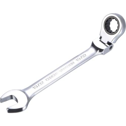 Uxcell 19/32 Inch Flex-Head Ratcheting Combination Wrench SAE 72 Teeth 12 Point Ratchet Box Ended Spanner Tools, Cr-V