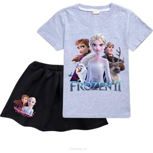 Disney Frozen Baby Kids Clothes Sets Fashion Girls Princess Dress + T Shirt 2 Pcs Set 2-16 Age Tutu Dress Sets