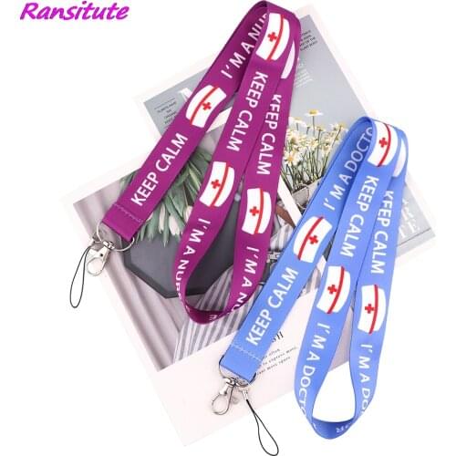 Ransitute R2163 Purple Blue Keep Clam Medical Creative Lanyard Badge ID Lanyards Phone Rope Key Lanyard Neck Straps Accessories