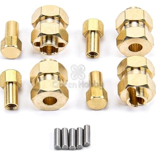 Brass Extended 7mm Hex Wheel Hubs 8mm Thick for AXIAL SCX24 Upgrades 1/24 RC Crawler Car Extend Track Width 5mm