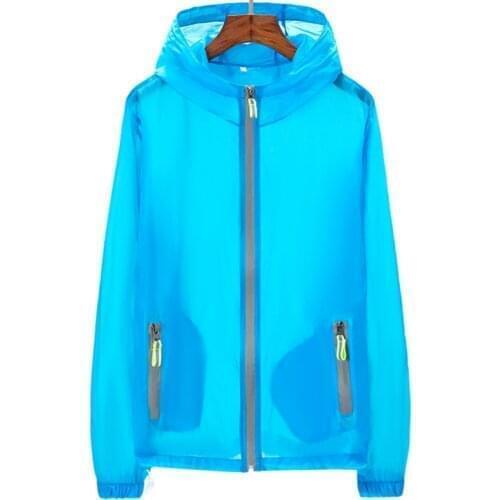 Summer Sunscreen Basic Jacket Transparent Female Windbreaker Solid Outwear Outdoors Plus Size 4Xl 5Xl 6Xl 7Xl Women Hooded