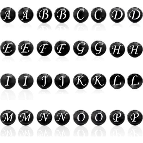 MeMolissa 2018 New Arrival Glass Cabochon Letters A-Q Black Cufflinks Business Shirts Cufflink Luxury High-grade Mens Jewelry