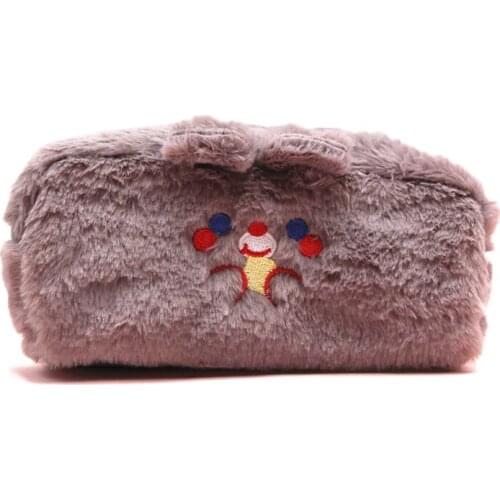 Cute Kawaii Plush Pencil Pen Pouch Faux Fur Lightweight Large Capacity Stationary Cosmetics Bags for Students Girls DU55