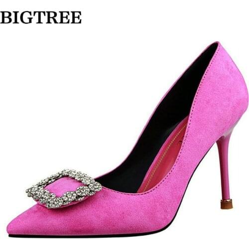 Fashion Women Wedding Shoes Rhinestone Square buckle 90mm middle Stiletto heels Low-cut Vamp Pointed Toe Jeweled Bridal Shoes