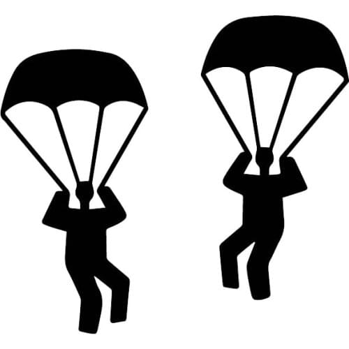 Fashion Tandem Skydiving Car Sticker High Quality Car Decoration Personality Pvc Waterproof Decal Black/white, 18cm*16cm