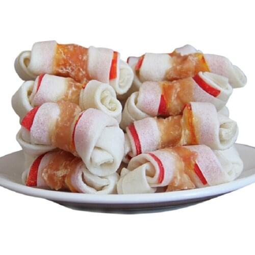 New Arrival Dog snacks Fresh Chicken twisted in rawhide small medium large Dogs Food Training dog reward snacks clean teeth