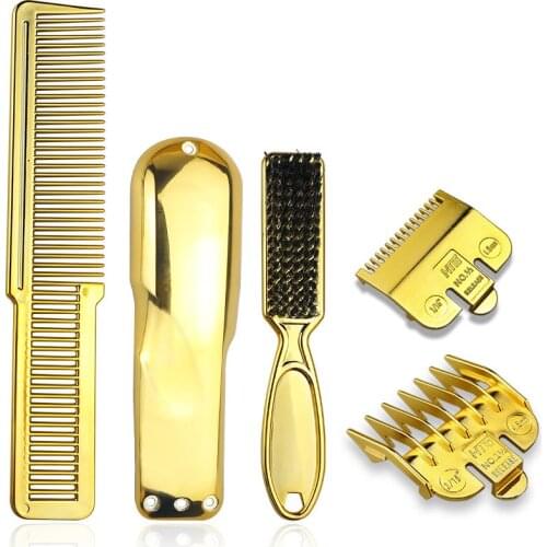 5Pcs Barber Accessories Hairdressing Salon Hair Cutting Comb Set Gold Plating Brush And Comb Set Trimmer Cover For Wahl 8148