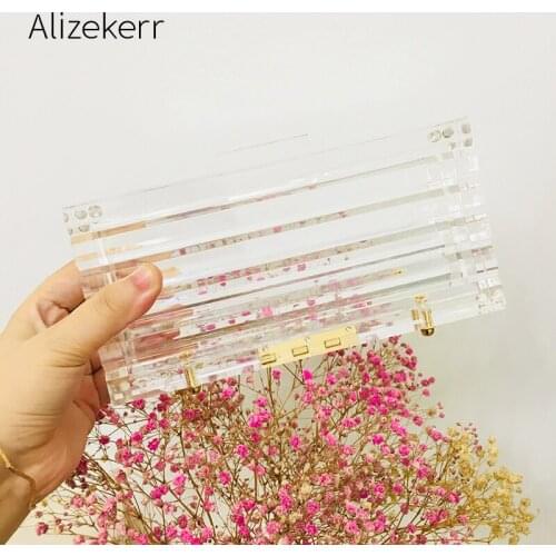 Transparent Acrylic Box Evening Bags Women Luxury Vintage Clear Clutch Purses Ladies Bridal Small Flap Wedding Dinner Party